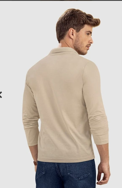Camiseta tipo polo manga larga con logo bordado en frente