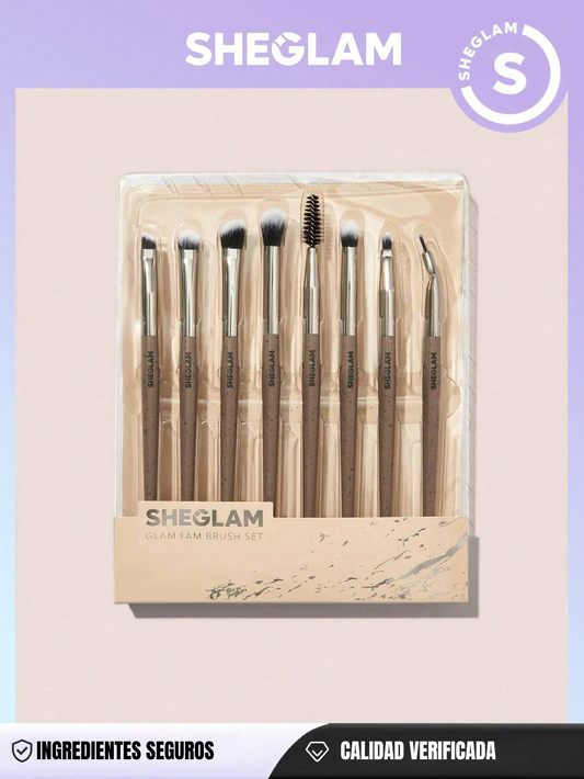 SHEGLAM Glam Fam - Juego de 8 brochas de maquillaje sintéticas