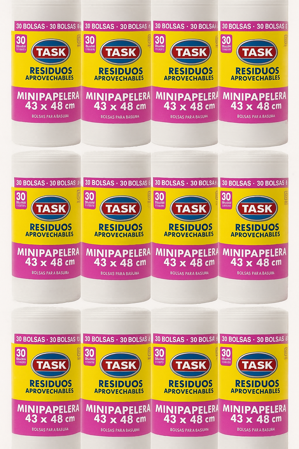 🗑️ Rollo Bolsas de Basura Task Minipapelera 43 x 48 cm – 30 Unidades