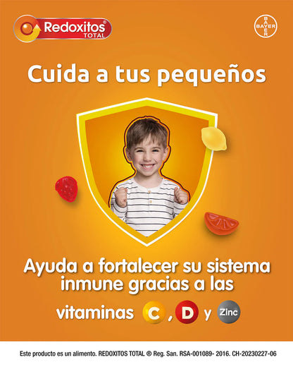 Redoxitos® Total Vitaminas C + D + Zinc x 25 gomas x 2 Und
