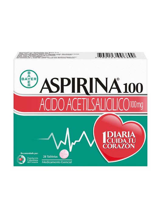 Aspirina® 100 mg Ácido Acetilsalicílico Caja x 28 tab