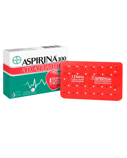 Aspirina® 100 mg Ácido Acetilsalicílico Caja x 28 tab