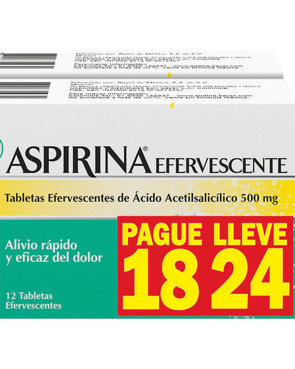 Aspirina® Efervescente Pague 18 Lleve 24 tab