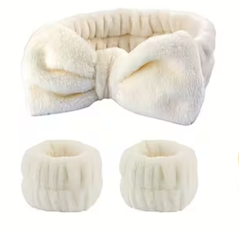 1931 🎀 DIADEMAS Y MUÑEQUERAS DE FELPA PARA SKINCARE 💦 T20-03