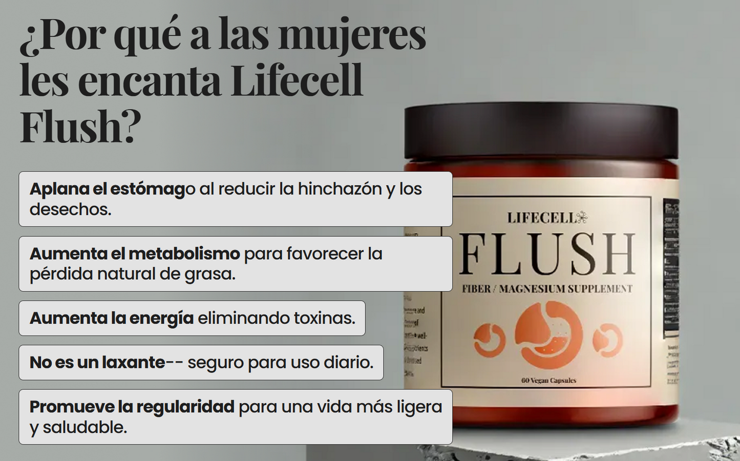 LifeCell Flush for Women - Suplemento de Fibra / Magnesio -  LC3