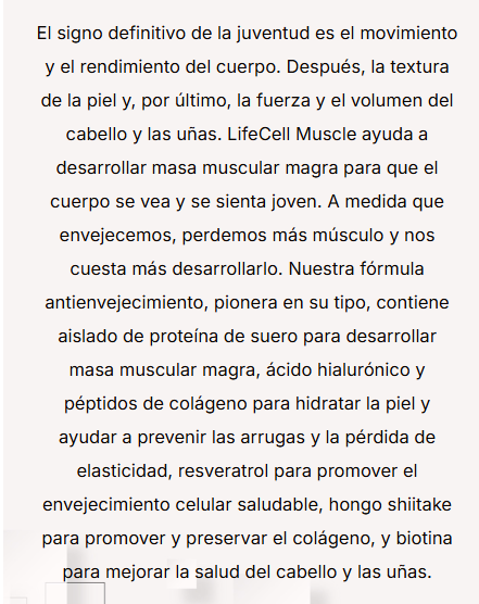 LifeCell Muscle  Builder  - Proteína antienvejecimiento para el desarrollo muscular - LC4