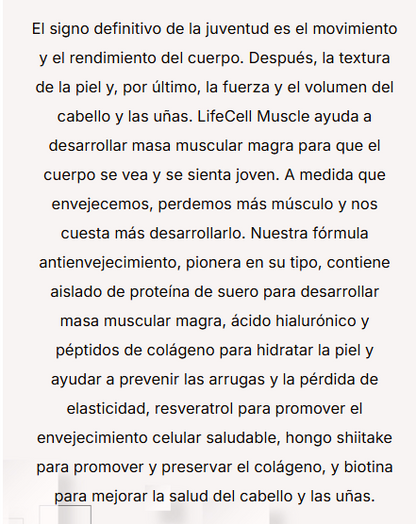 LifeCell Muscle  Builder  - Proteína antienvejecimiento para el desarrollo muscular - LC4