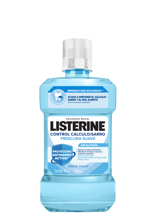 Enjuague Bucal Listerine Control Cálculo / Sarro Frescura suave Sin Alcohol x 500ml  - REF. N