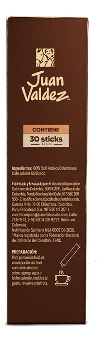 10910-1 ✨Sticks Café Juan Valdez Liofilizado Clásico x 30 uds (45 g)