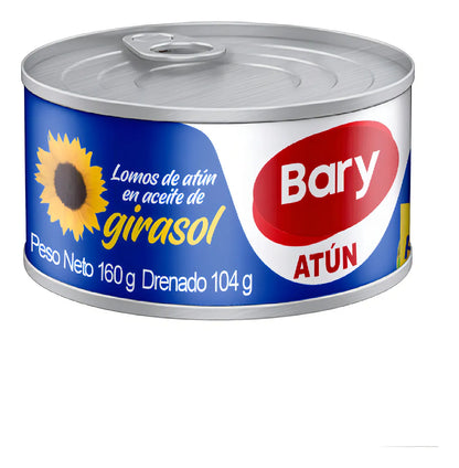 101312 🐟 Lomitos de Atún en Aceite de Girasol Bary 160 g 140g