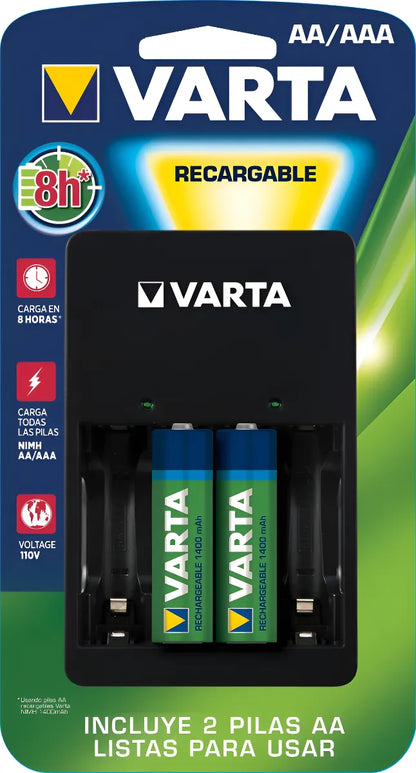 1221-1 🔋 Cargador Varta AAAAA 4 Puertos PS132 + 2 Baterías Recargables AA