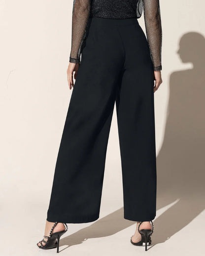 Pantalón bota ancha con prenses decorativos en frente - F7131