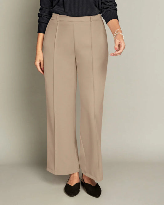 Pantalón bota recta con costuras decorativas en frente - F7309
