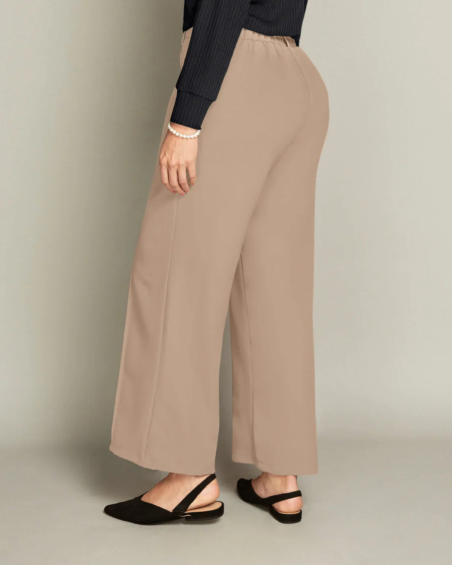 Pantalón bota recta con costuras decorativas en frente - F7309