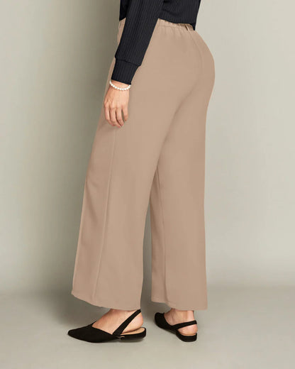Pantalón bota recta con costuras decorativas en frente - F7309