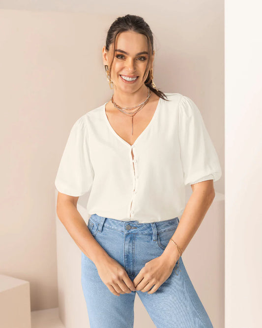 Camiseta manga 3/4 con botones con ojales - LF7319