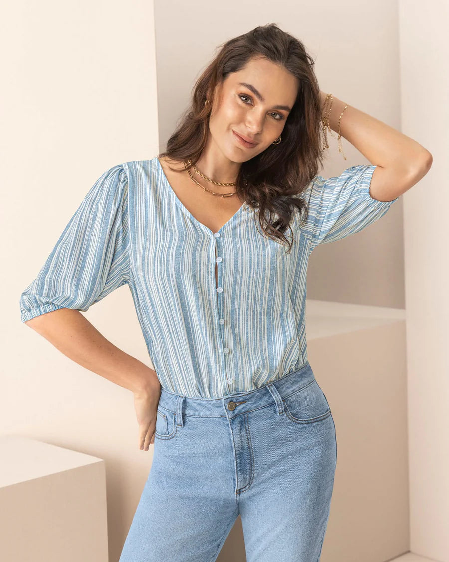 Camiseta manga 3/4 con botones con ojales - LF7319