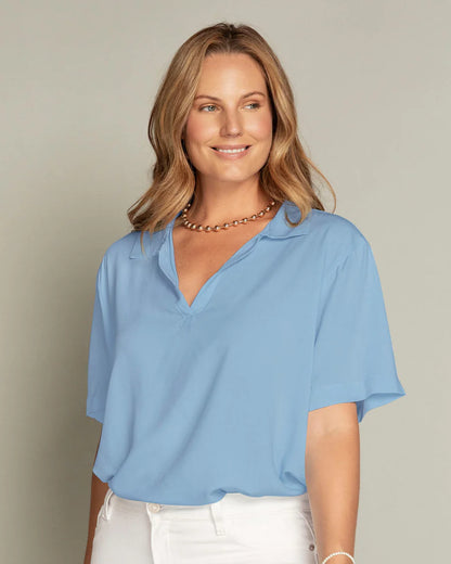 Blusa cuello sport de silueta amplia - F7325