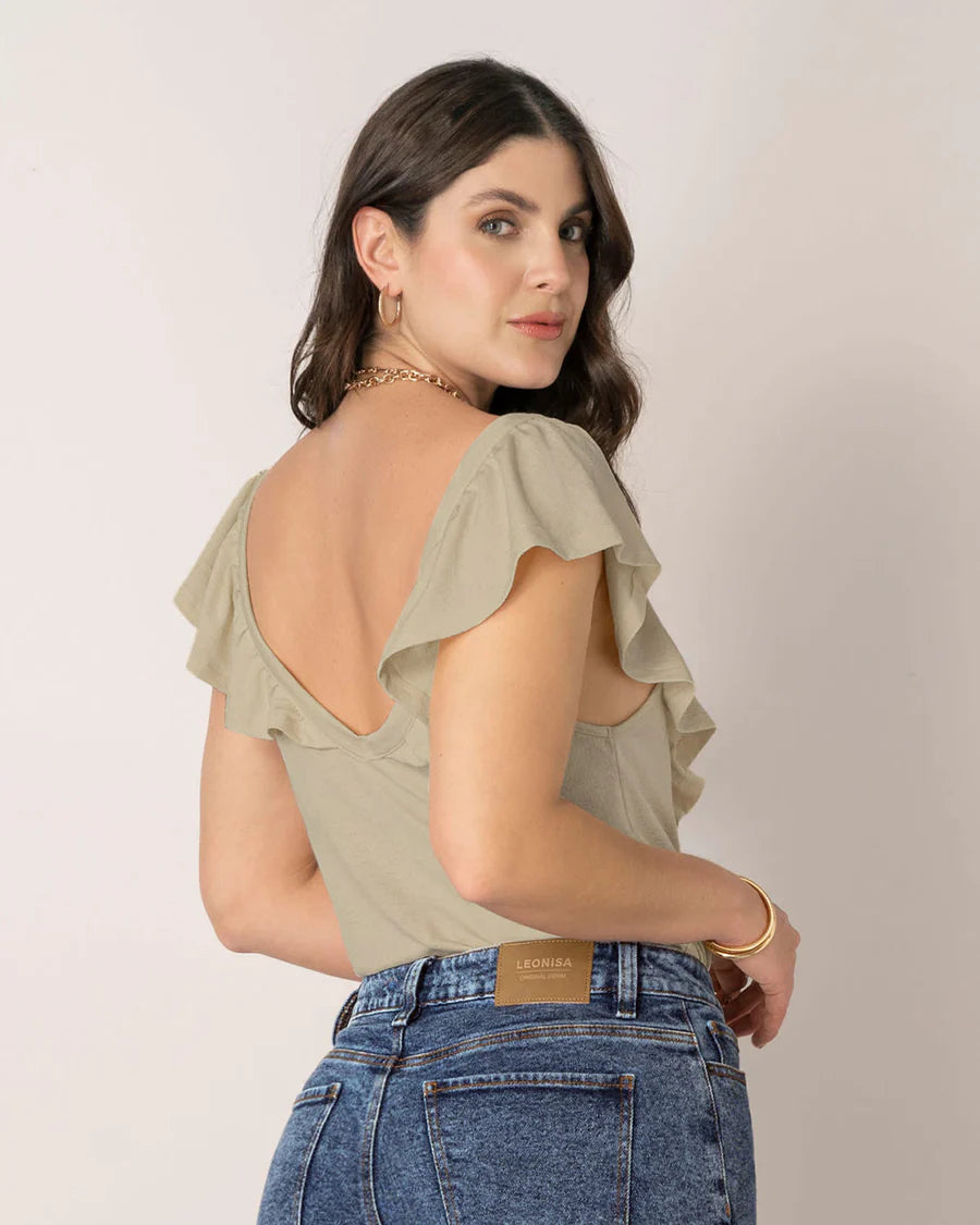 Blusa manga corta con bolero sobrepuesto - F7326