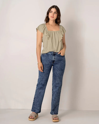 Blusa manga corta con bolero sobrepuesto - F7326