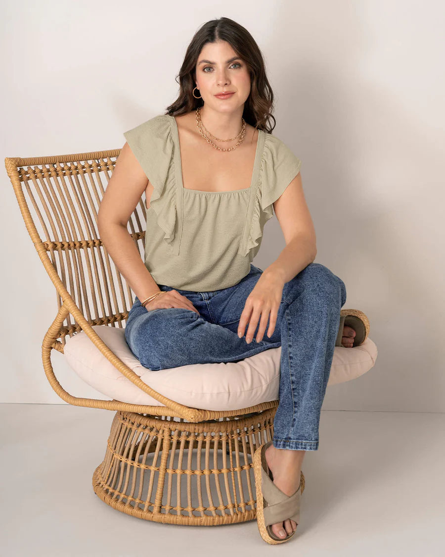 Blusa manga corta con bolero sobrepuesto - F7326