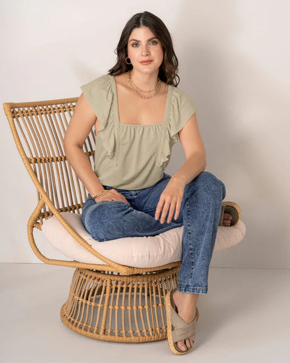 Blusa manga corta con bolero sobrepuesto - F7326