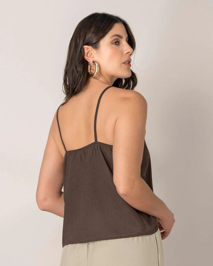 Blusa de tiritas con apliques en madera - F7327