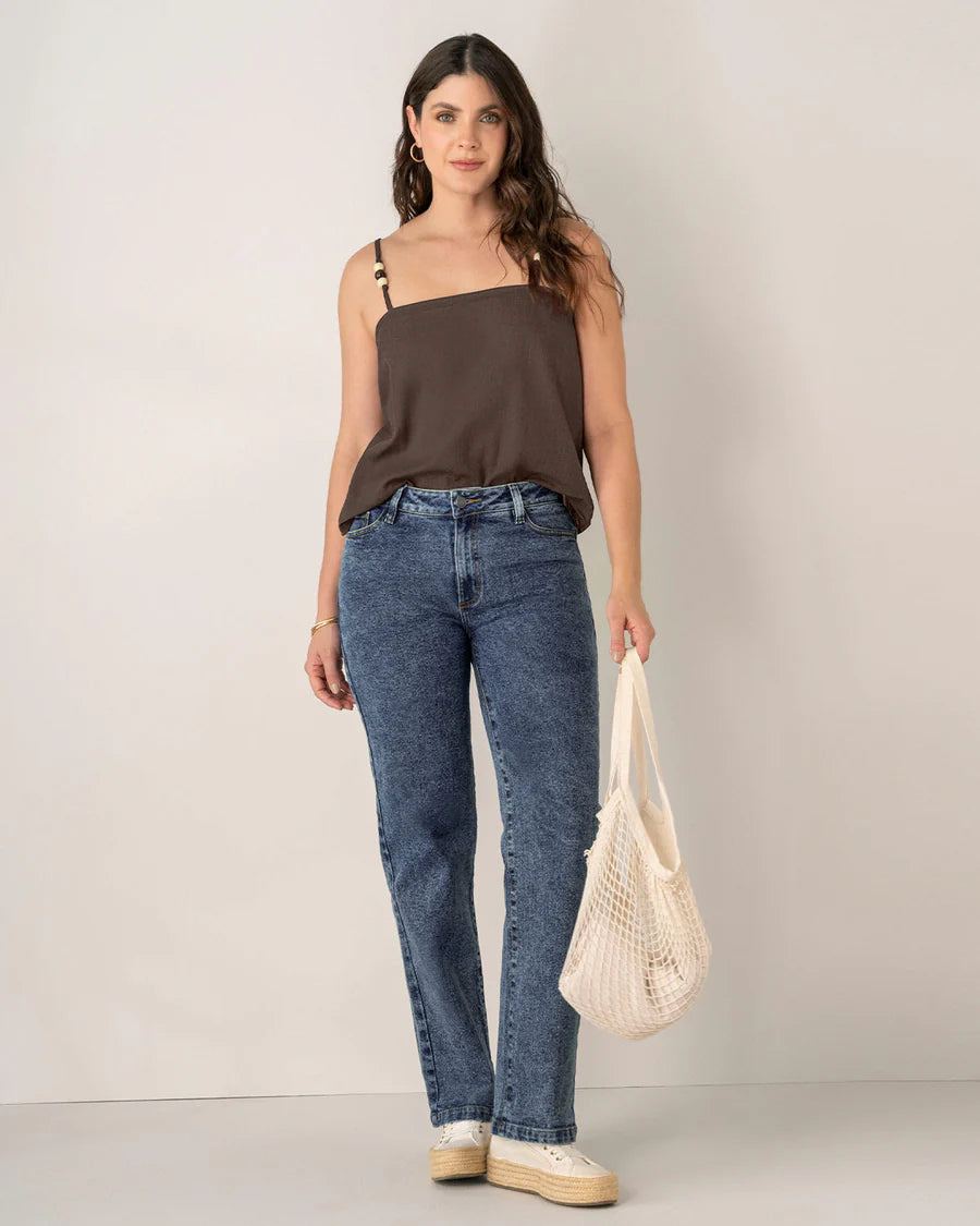 Blusa de tiritas con apliques en madera - F7327