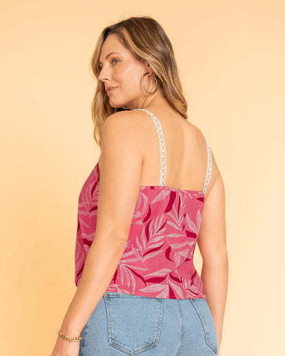 Blusa estampada de tiritas en guipure - L F7331