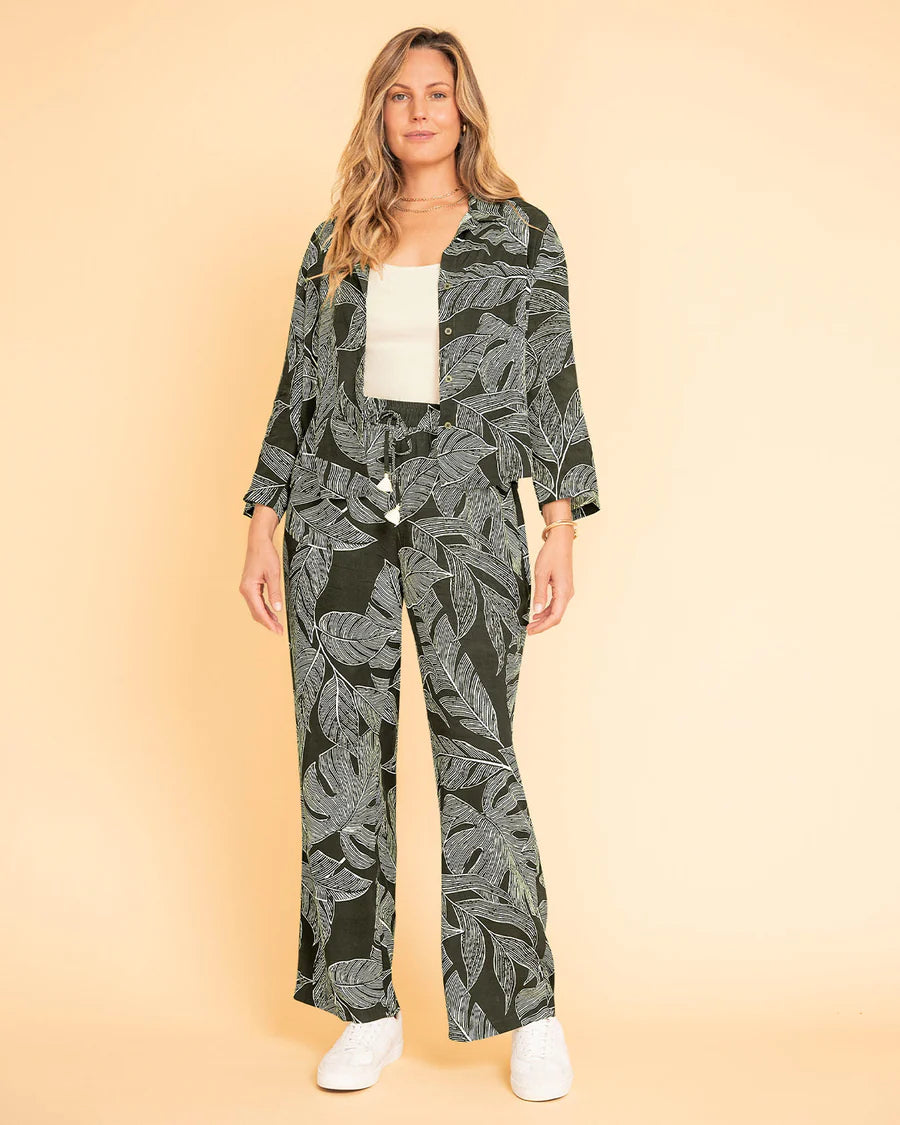 Blusa manga 3/4 estampada con botones en frente - L F7336