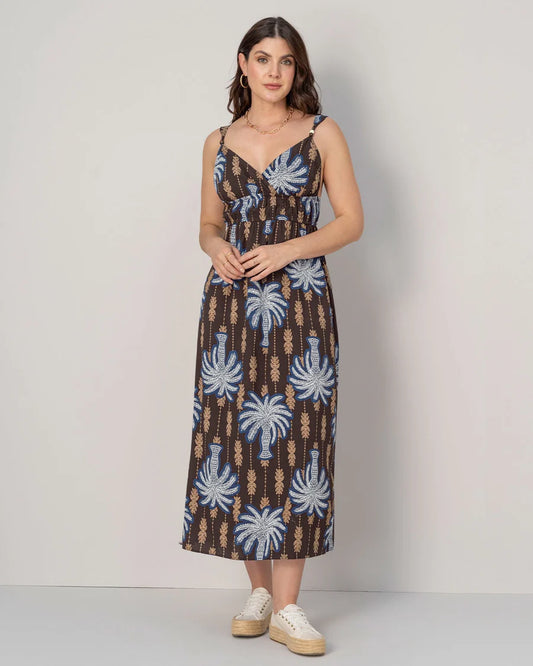 Vestido midi estampado de escote en V - F7341