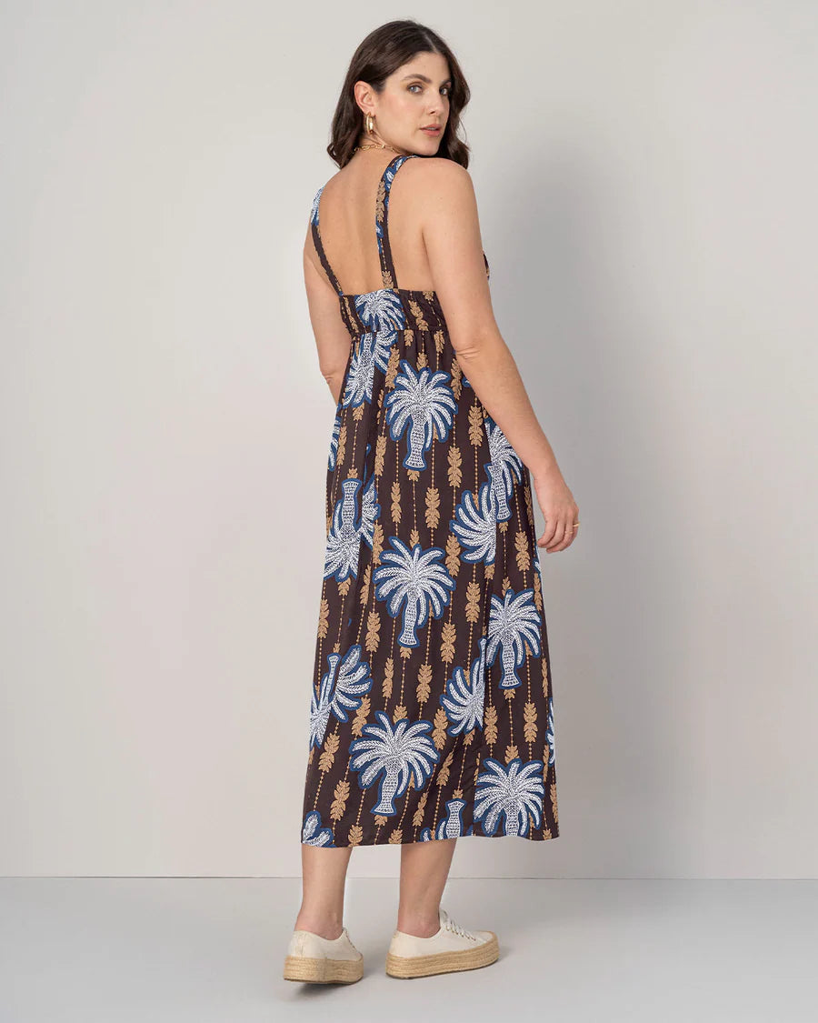 Vestido midi estampado de escote en V - F7341