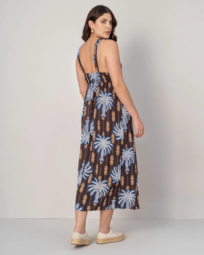 Vestido midi estampado de escote en V - F7341