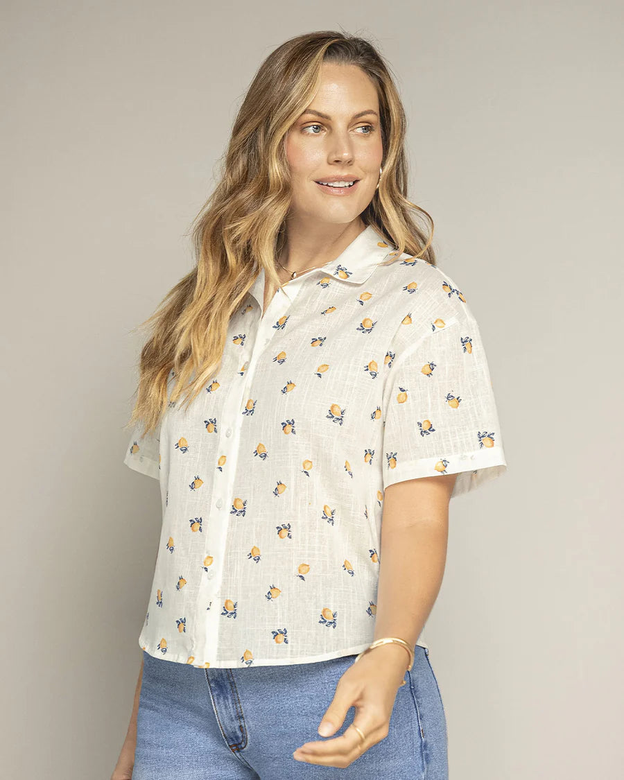 Blusa estampada tela tipo lino - F7348
