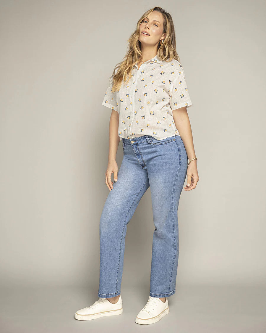Blusa estampada tela tipo lino - F7348