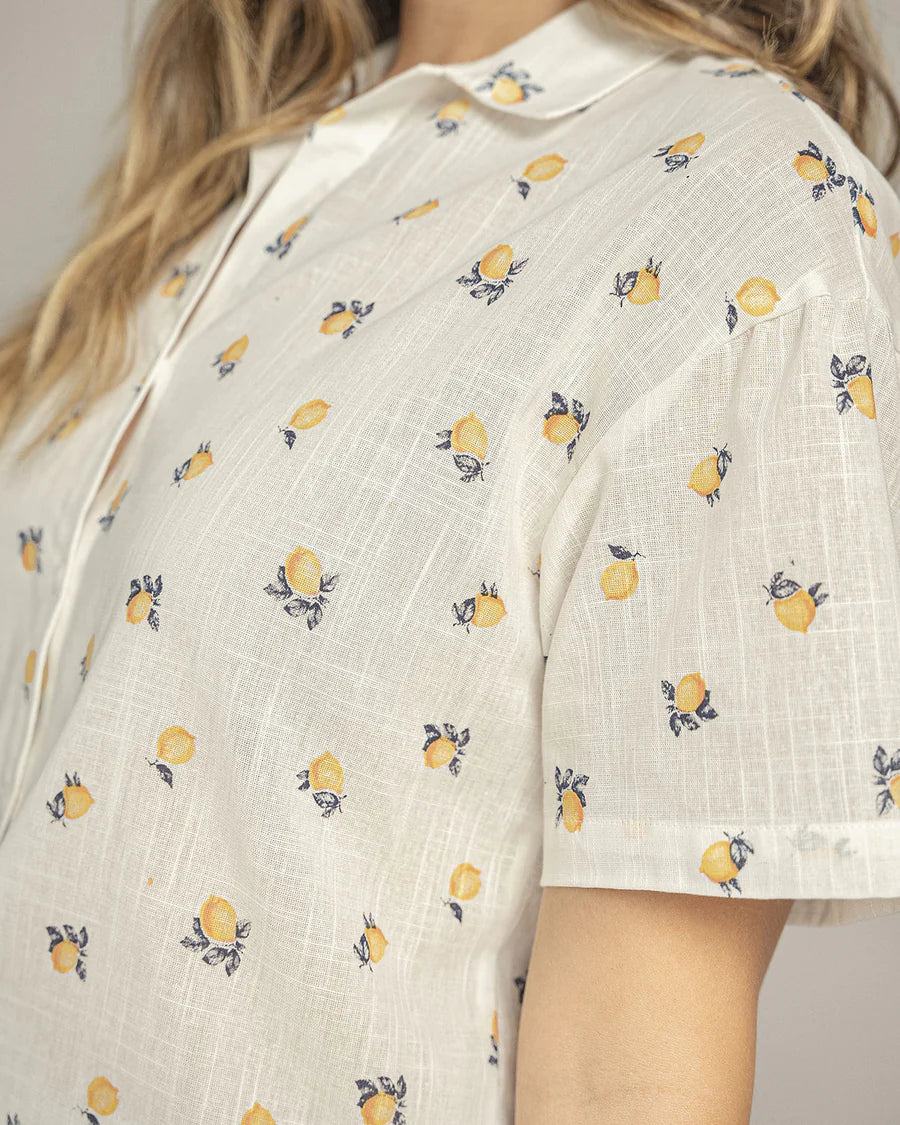 Blusa estampada tela tipo lino - F7348