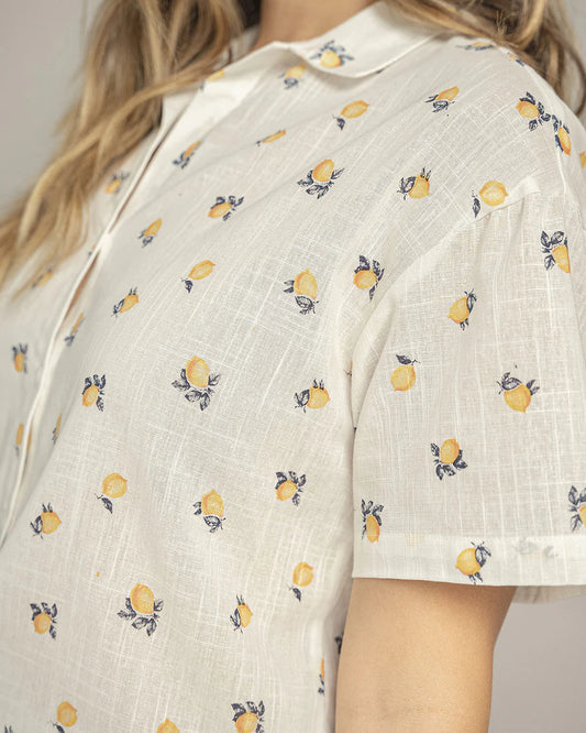 Blusa estampada tela tipo lino - F7348