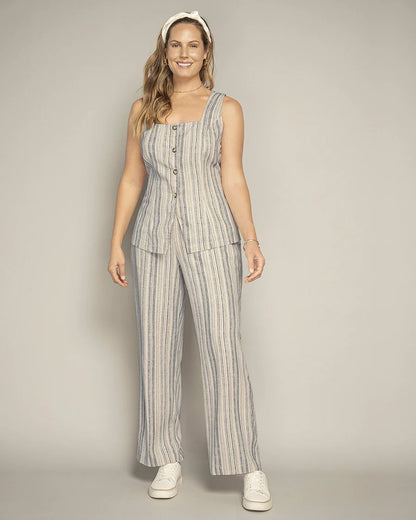 Chaleco estampado tipo lino - F7349