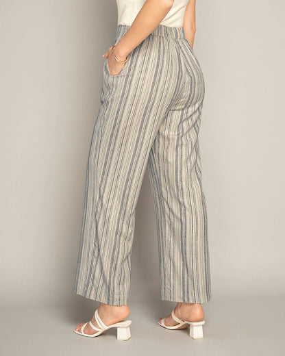 Pantalón estampado tipo lino - F7350