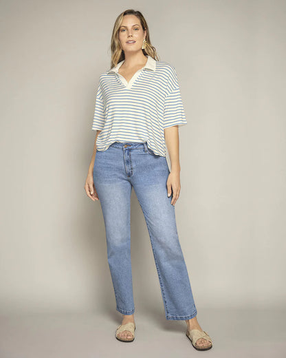 Blusa manga corta de silueta cuadrada - L F7352