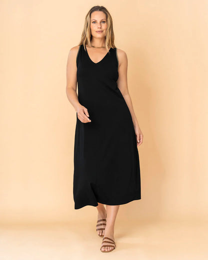 Vestido midi esencial con detalle bordado en sisa - LF7445