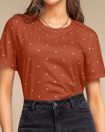 Camiseta manga corta estampada con dobladillo en manga