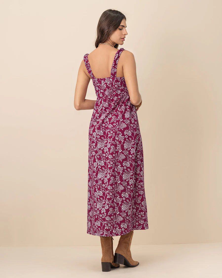 Vestido largo estampado de escote cuadrado - LF7471