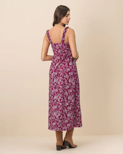 Vestido largo estampado de escote cuadrado - LF7471