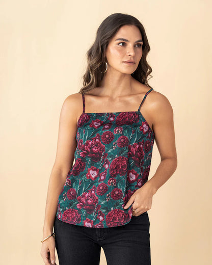 ☀️ Blusa Estampada de Tiritas y Escote Recto – F7566 060 50