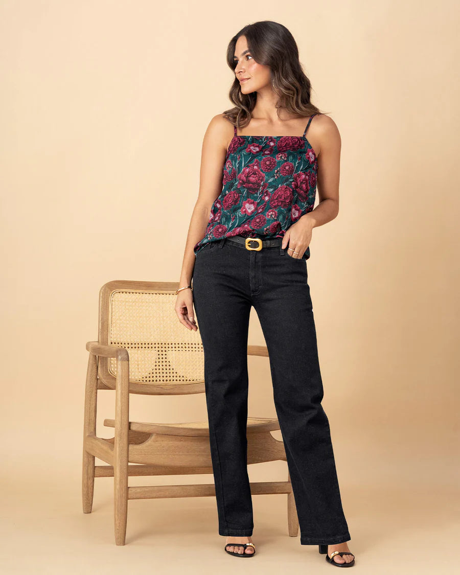 ☀️ Blusa Estampada de Tiritas y Escote Recto – F7566 060 50