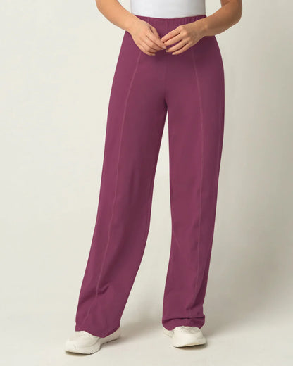 Pantalón largo bota recta con elástico en cintura y corte decorativo en frente - FP899