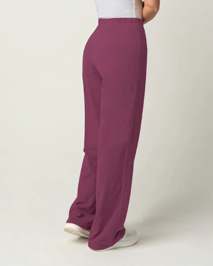 Pantalón largo bota recta con elástico en cintura y corte decorativo en frente - FP899