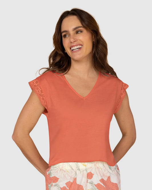 Camiseta manga corta con bolero en encaje - FP906