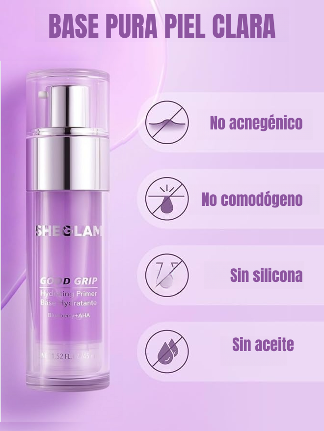 SHEGLAM Good Grip - Prebase hidratante de Arándano + Control de Grasa AHA